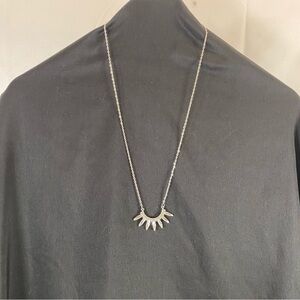 Silver Crystal Sunburst Pendant Necklace 30”